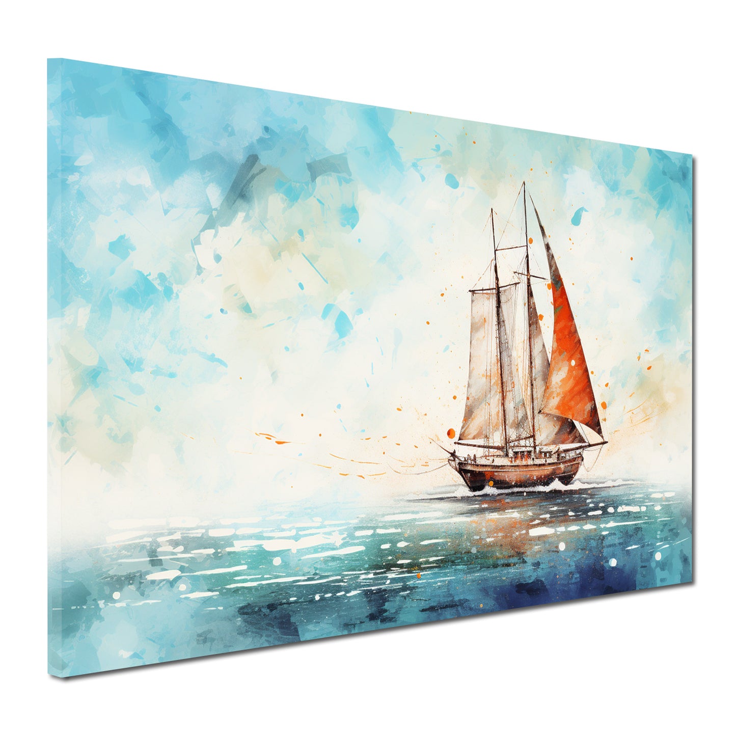 Abstrakt Segelschiff Blue Style Wandbild Kunstwerk