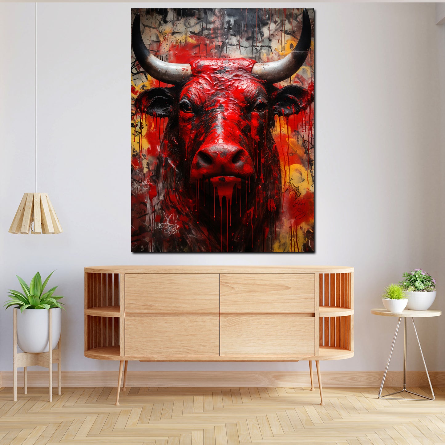 abstrakt Stier Red Style Wandbild Kunstwerk