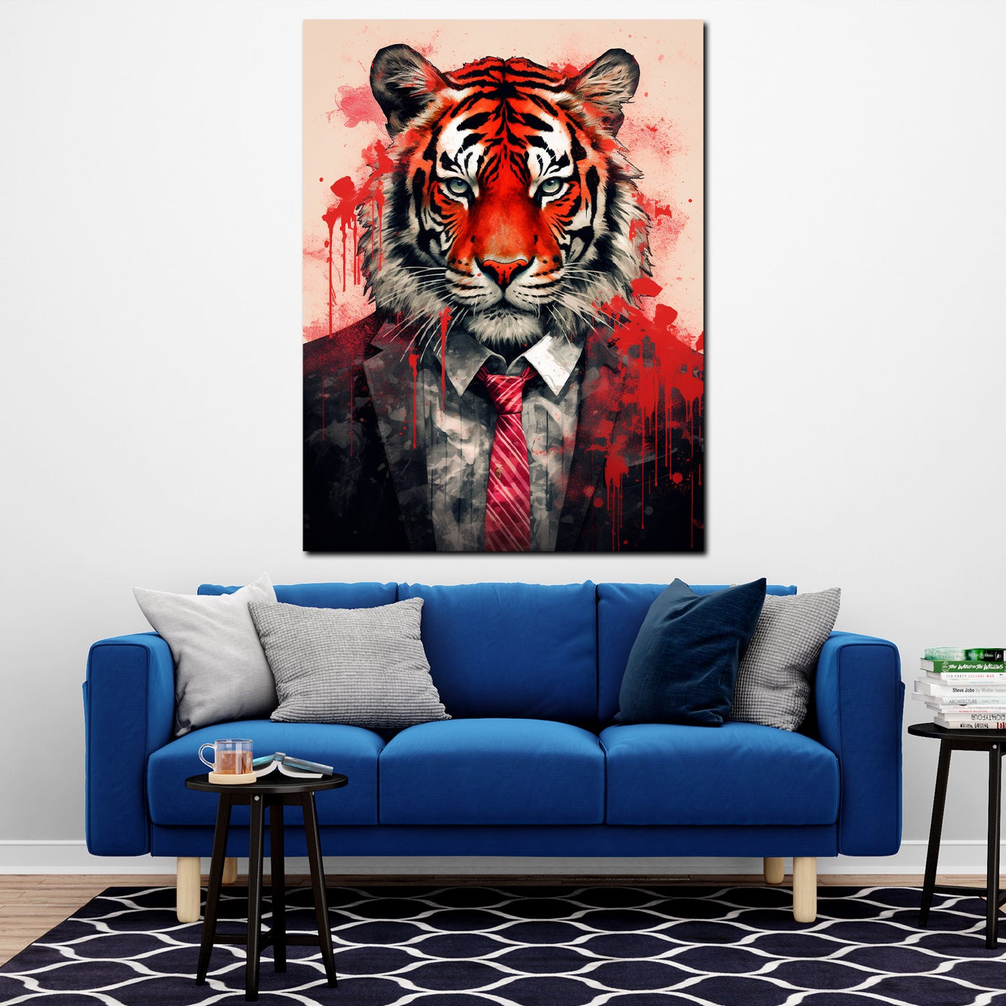Abstrakt Tiger mit Anzug Wandbild Kunstwerk
