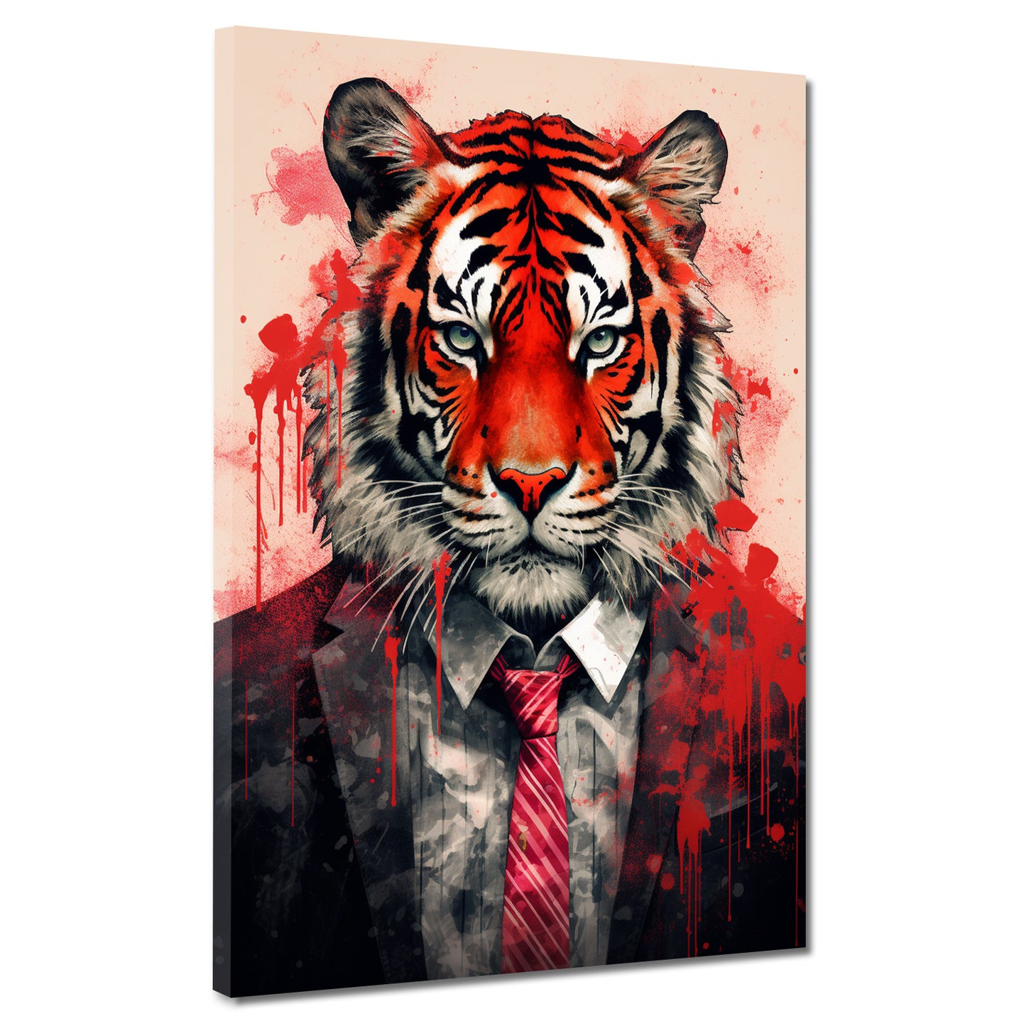 Abstrakt Tiger mit Anzug Wandbild Kunstwerk