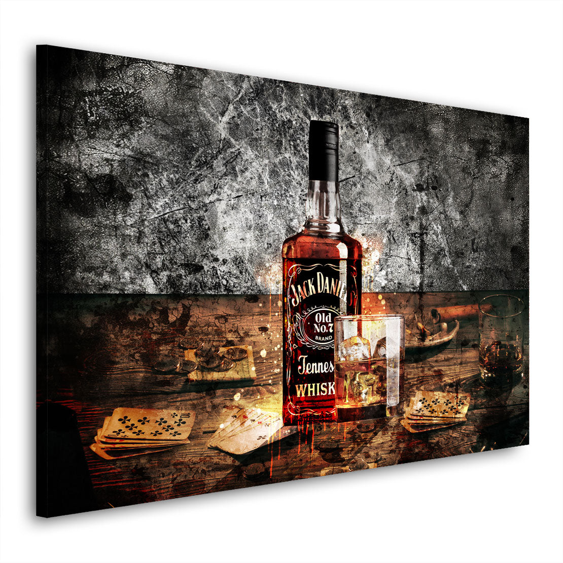 Abstrakt Whiskey Flasche und Glas Jack Wandbild Kunstwerk
