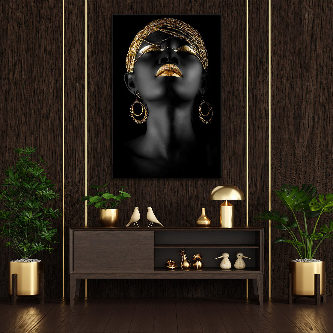 Afrikanische Frau Black Women Gold Style Wandbild Kunstwerk