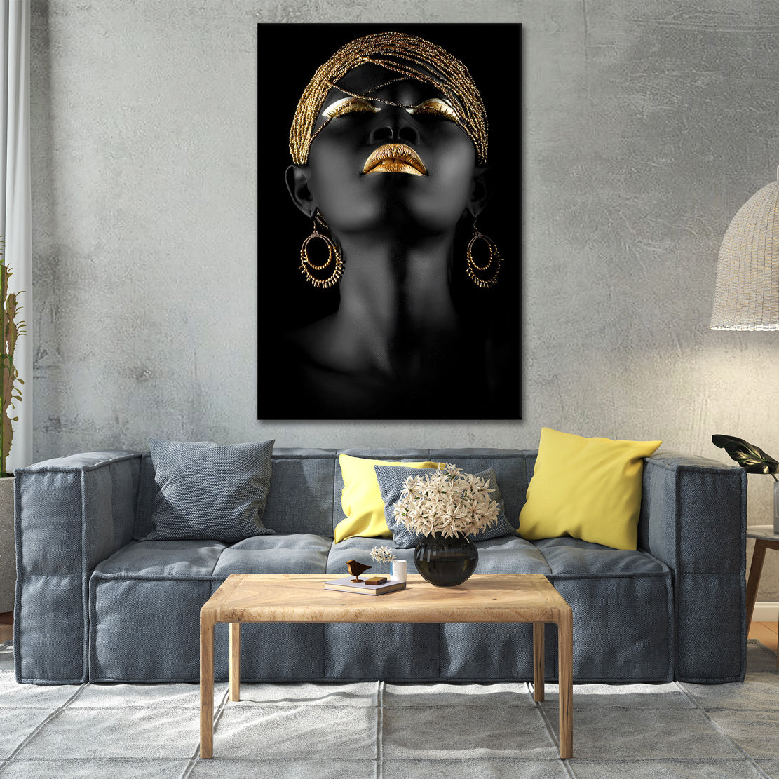 Afrikanische Frau Black Women Gold Style Wandbild Kunstwerk
