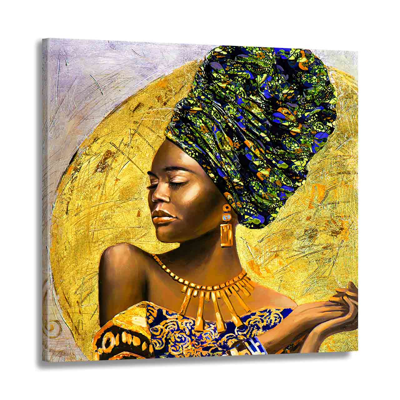 Afrikanische Frau Gold Style Wandbild Kunstwerk