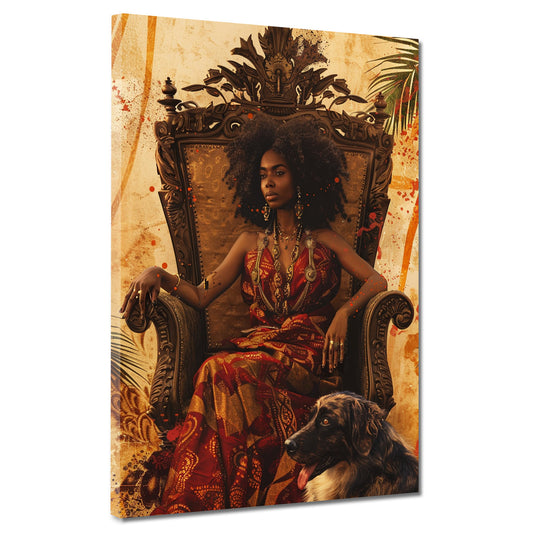 Afrikanische Frau in rotem Kleid stilvoll Wandbild Kunstwerk