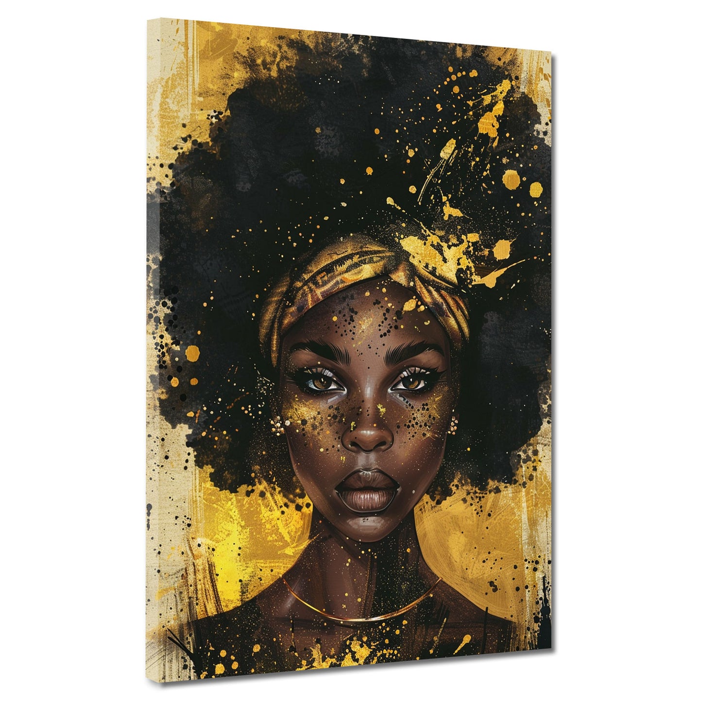 Afroamerikanische Frau Goldoptik Wandbild Kunstwerk