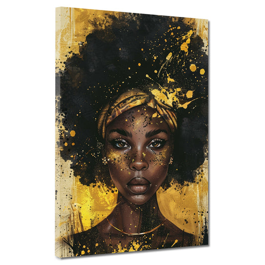 Afroamerikanische Frau Goldoptik Wandbild Kunstwerk