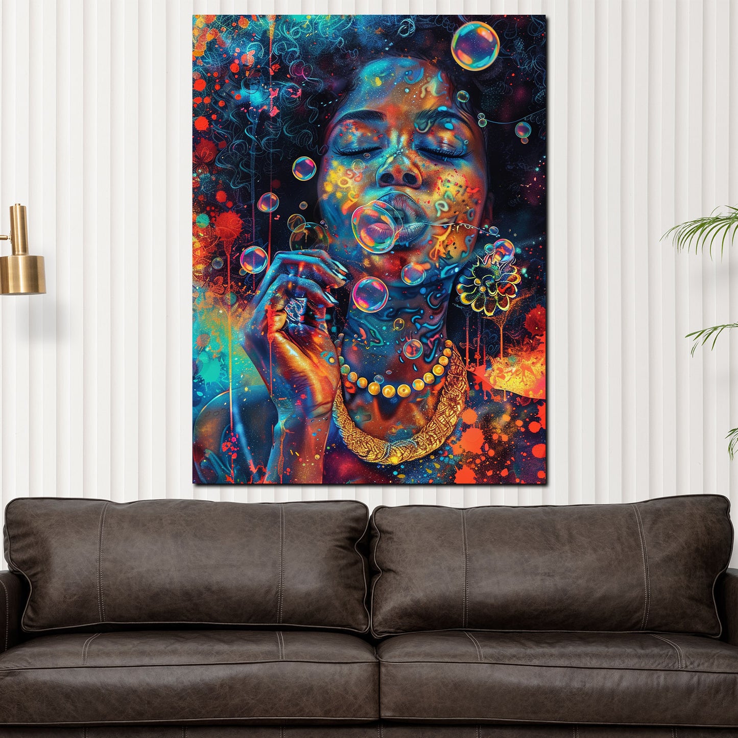 Afroamerikanische Frau Seifenblasen Wandbild Kunstwerk