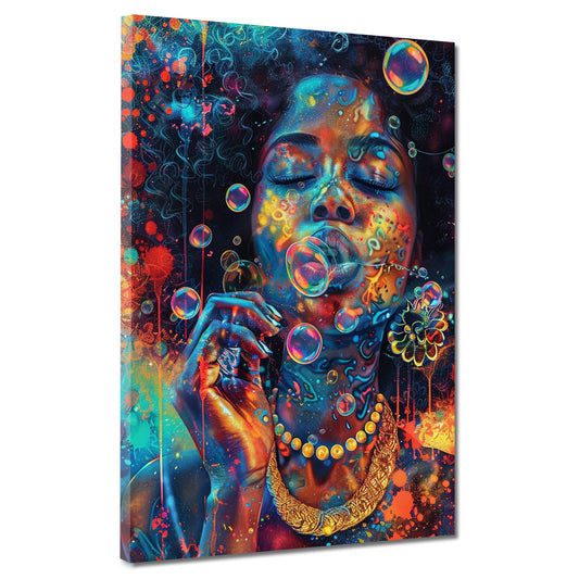 Afroamerikanische Frau Seifenblasen Wandbild Kunstwerk