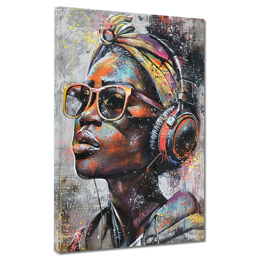 Afroamerikanische Frau modern bunt Wandbild Kunstwerk