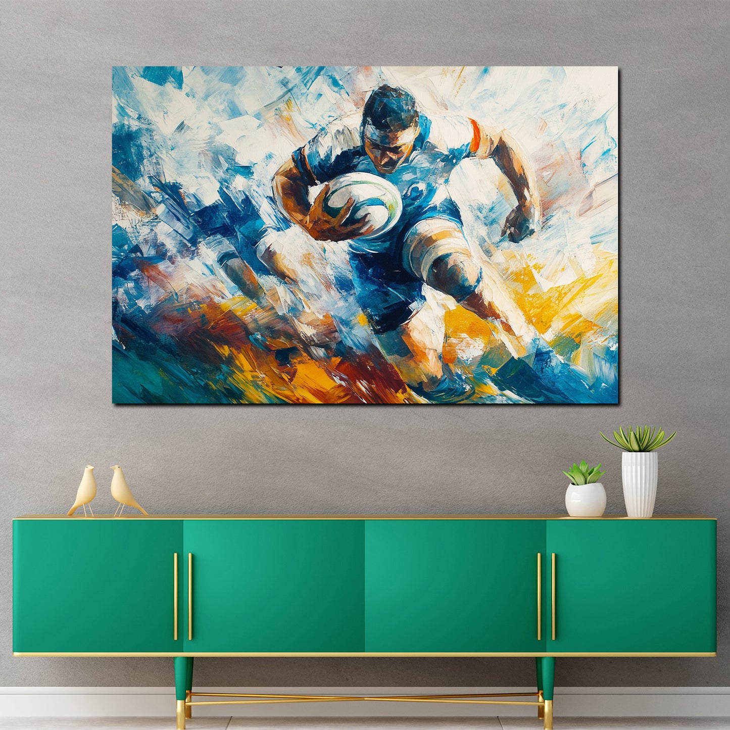 Wandbild Kunstwerk Rugby Szene Sport