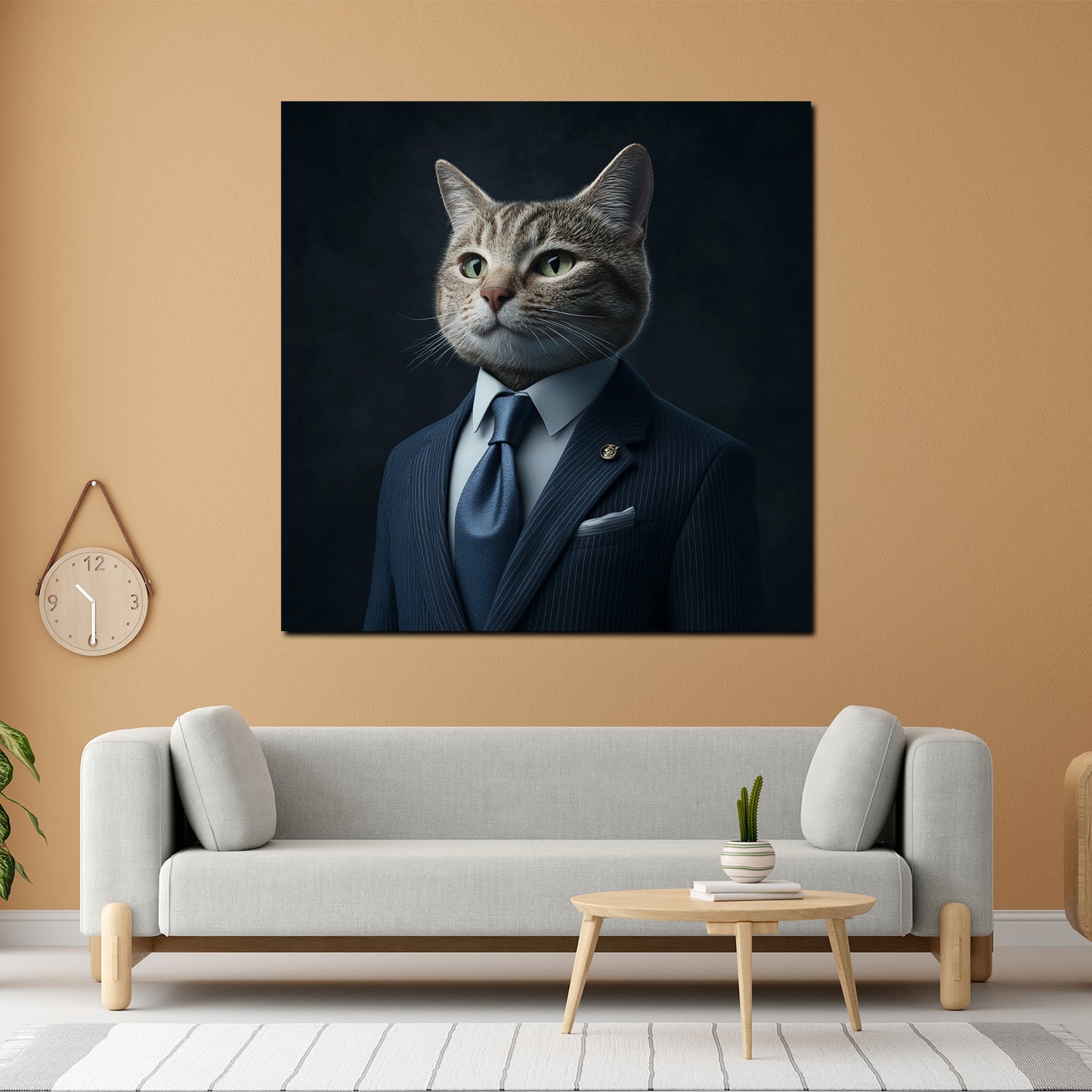 Elegante Katze im Business Look Stil Autorität modern Wandbild Kunstwerk