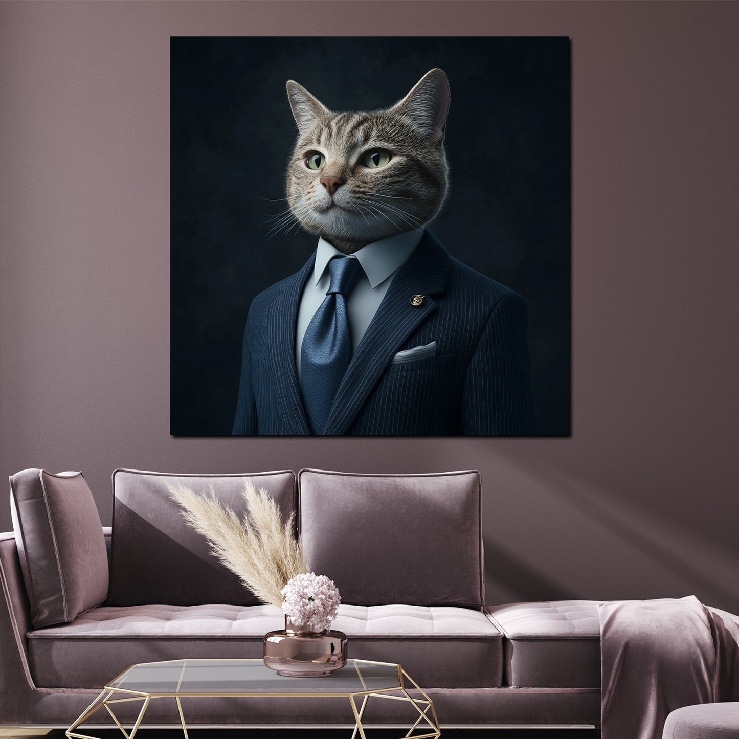 Elegante Katze im Business Look Stil Autorität modern Wandbild Kunstwerk