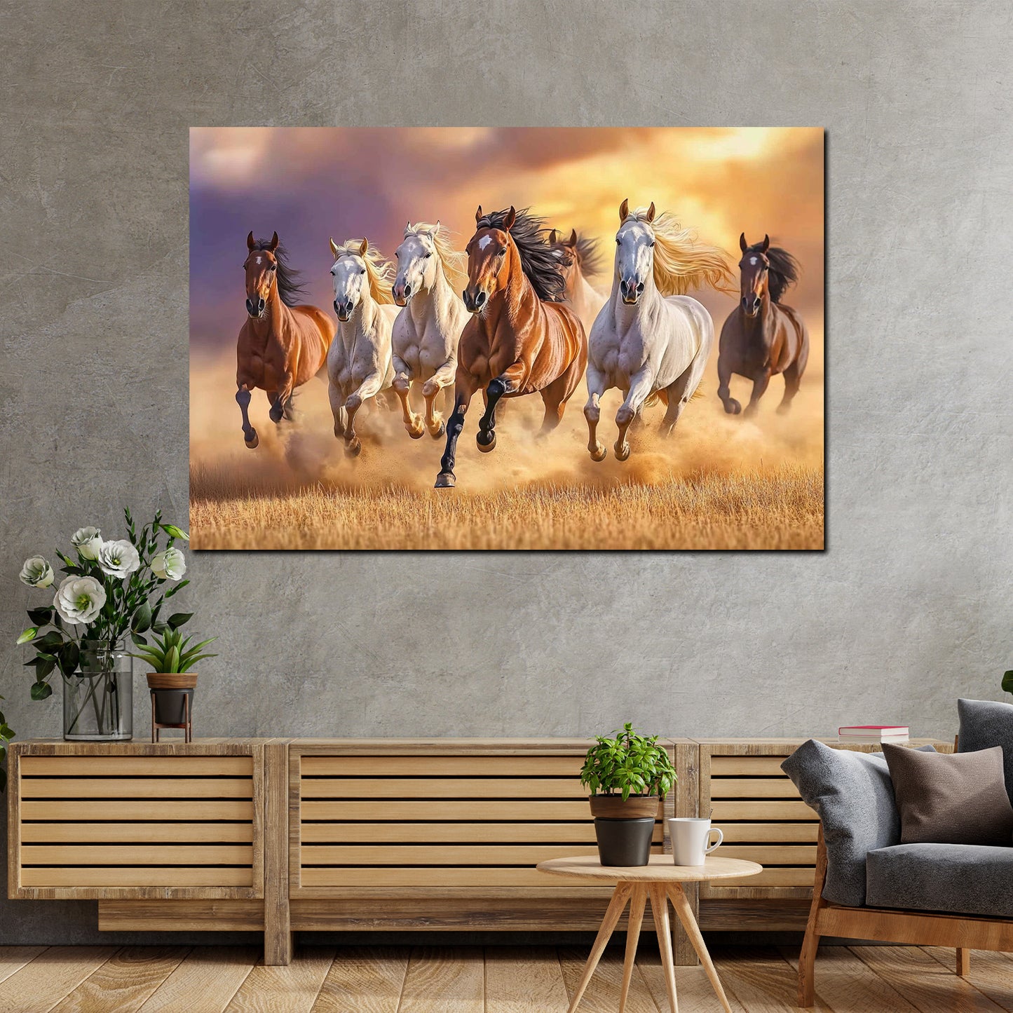 Wandbild Kunstwerk galoppierende Pferde Freiheit Kraft Natur modern