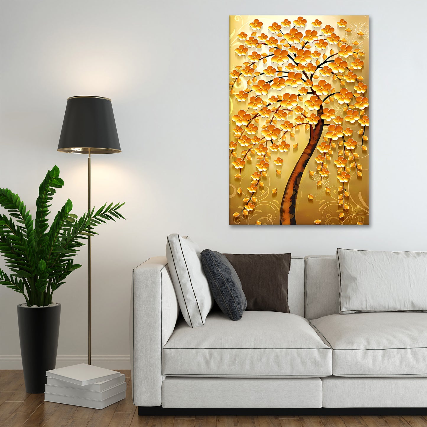 Goldener Baum, Golden Tree Abstrakt, Natur Wandbild Kunstwerk