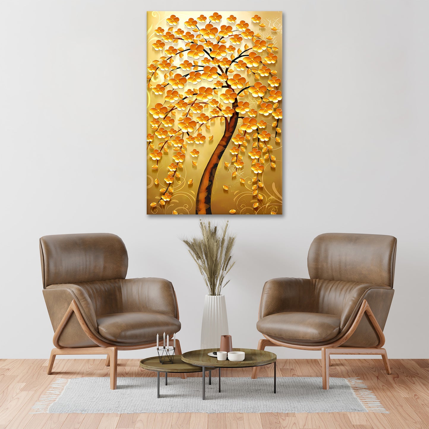 Goldener Baum, Golden Tree Abstrakt, Natur Wandbild Kunstwerk