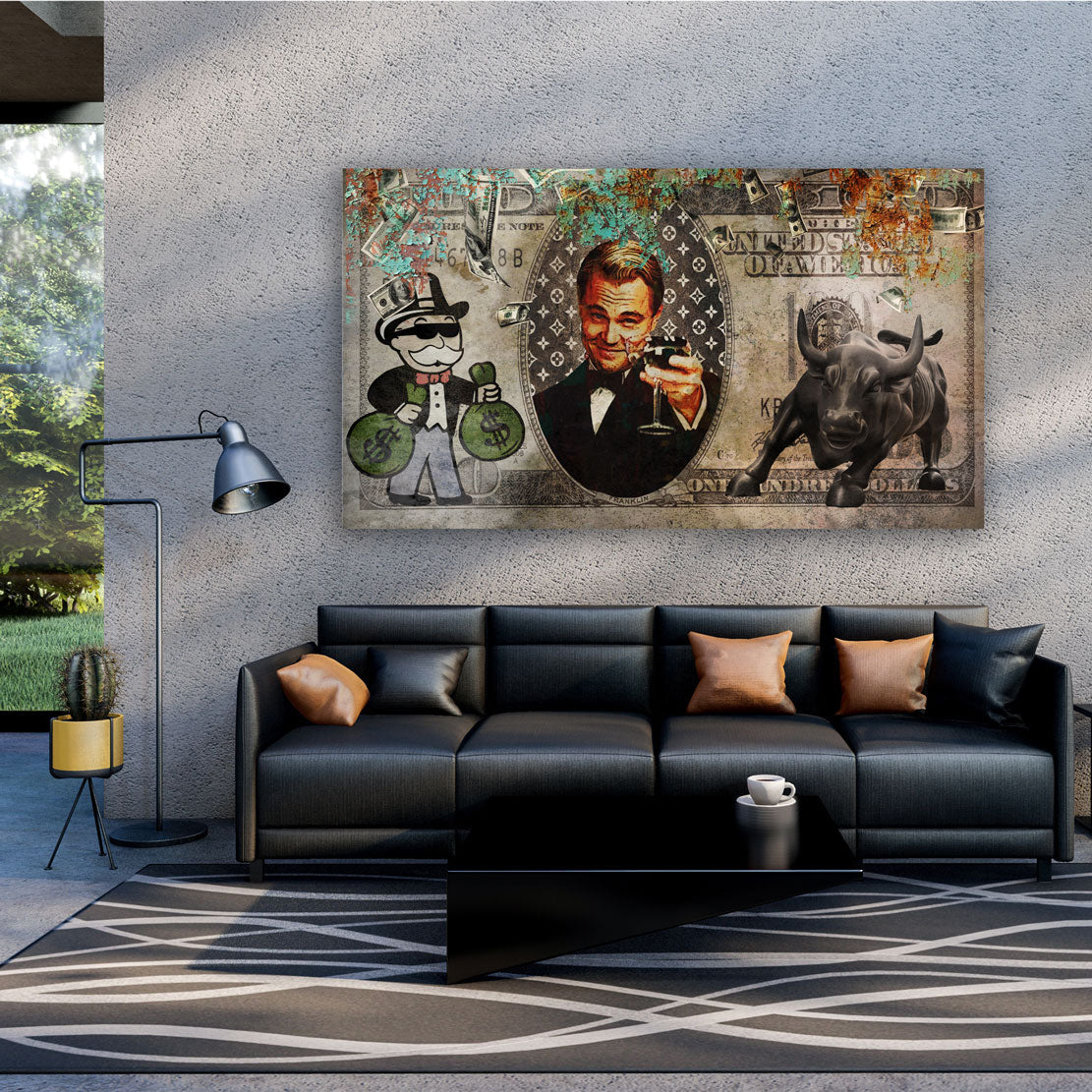 Modern Pop Art Leo Dollar Wandbild Kunstwerk