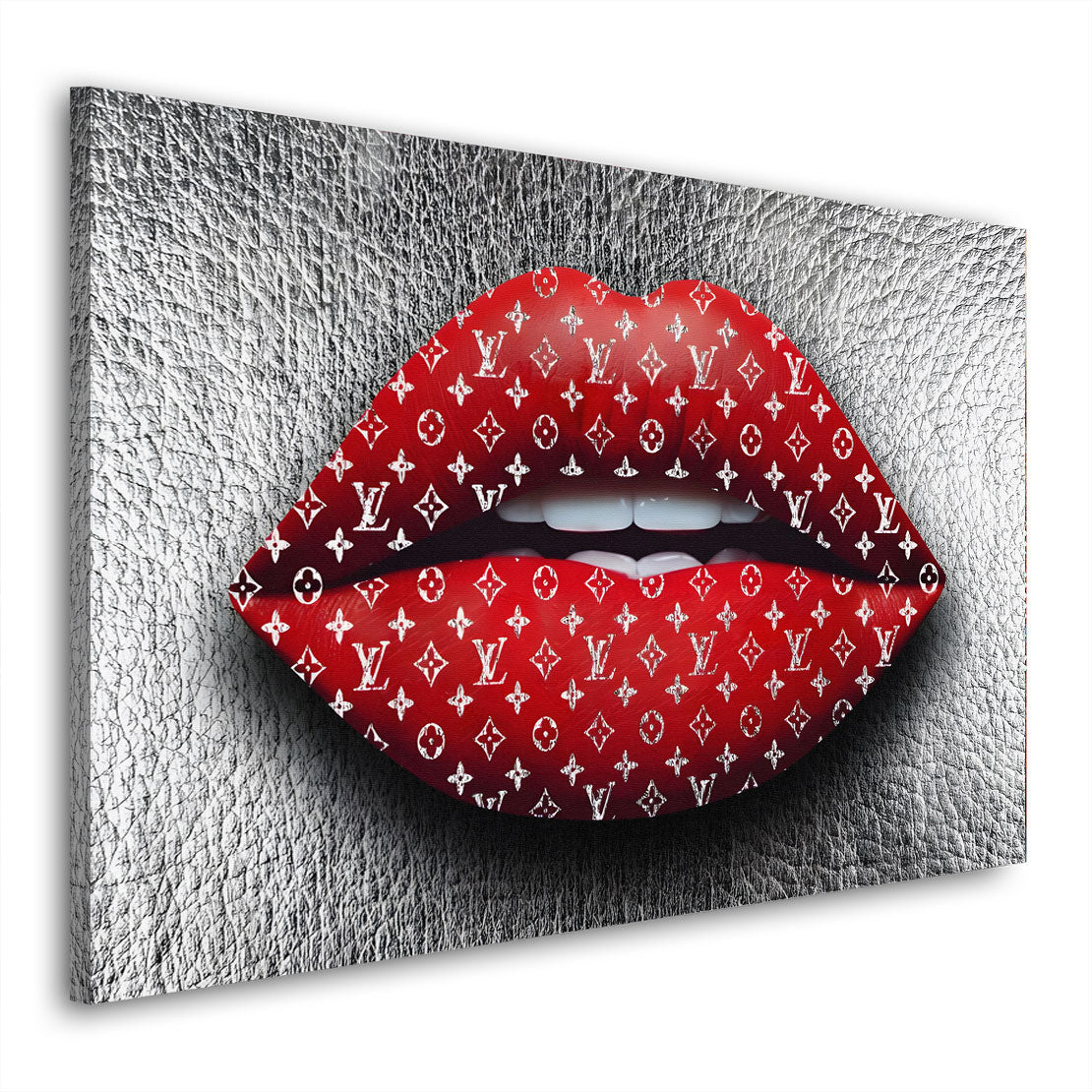 Pop Art moderne mit roten Lippen und stilvollem Design Wandbild Kunstwerk