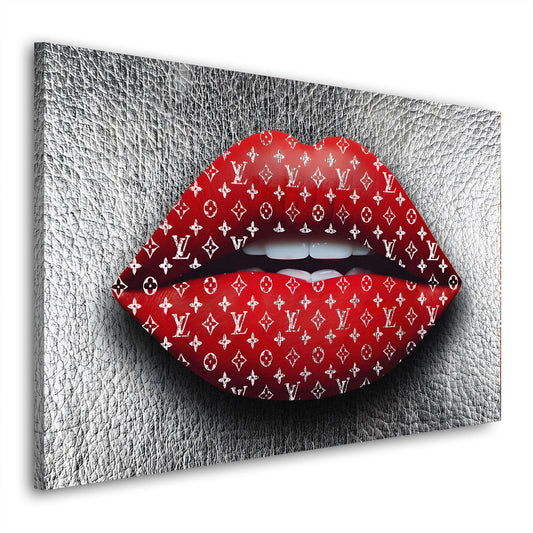 Pop Art moderne mit roten Lippen und stilvollem Design Wandbild Kunstwerk