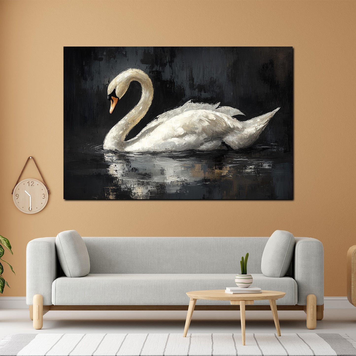Wandbild Kunstwerk weißer Schwan Wasser Ruhe Anmut Natur modern