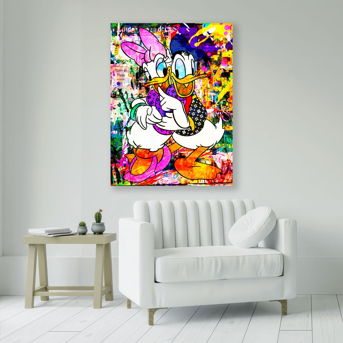 Duck Loving Forever Street Art , Comic Wandbild Kunstwerk