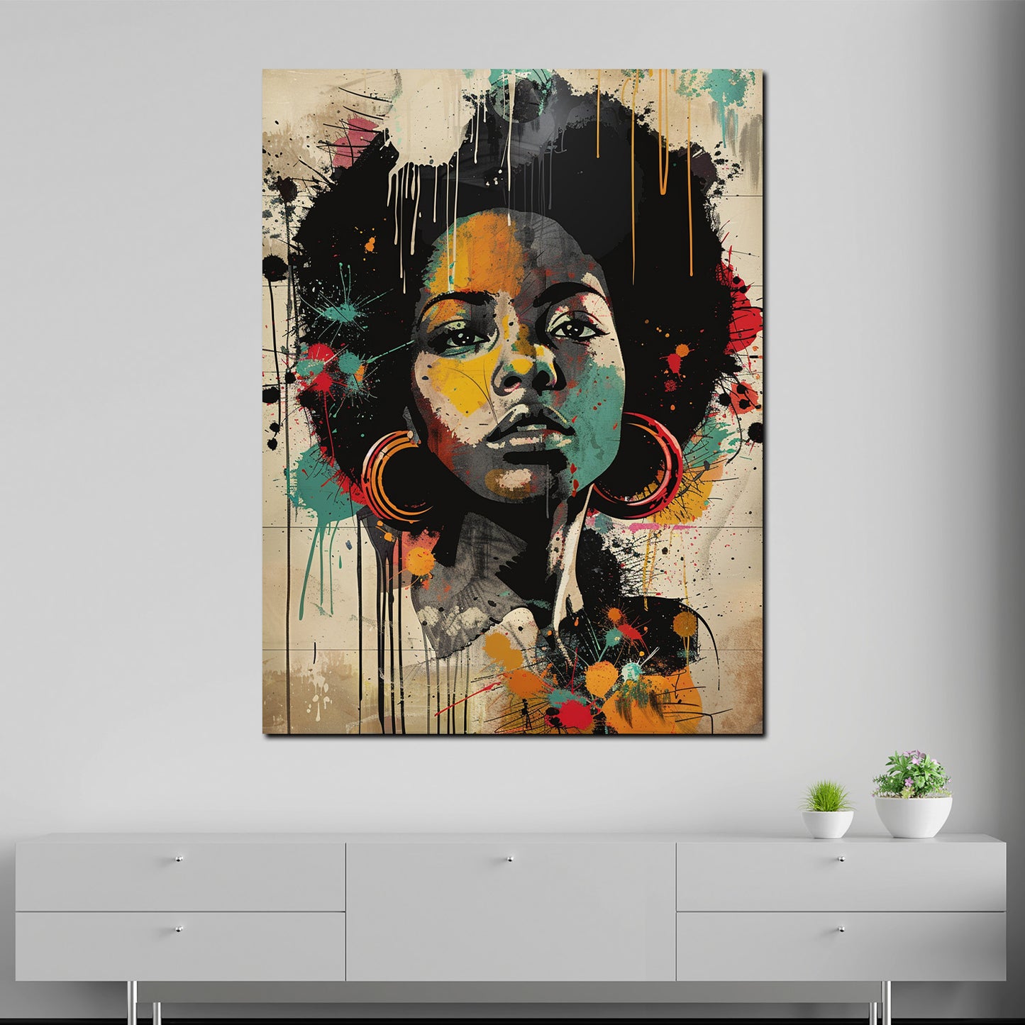 Wandbild Pop Art African Woman modern und farbenfroh