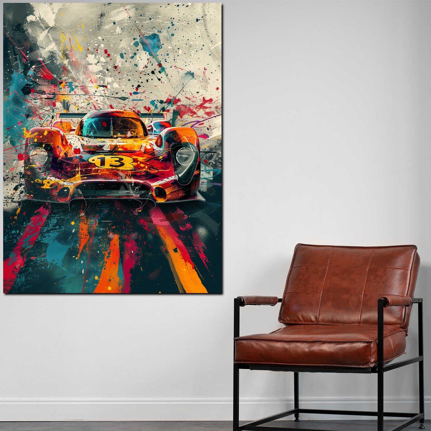 Wandbild Rennwagen Pop Art mit Farbeffekten abstrakt