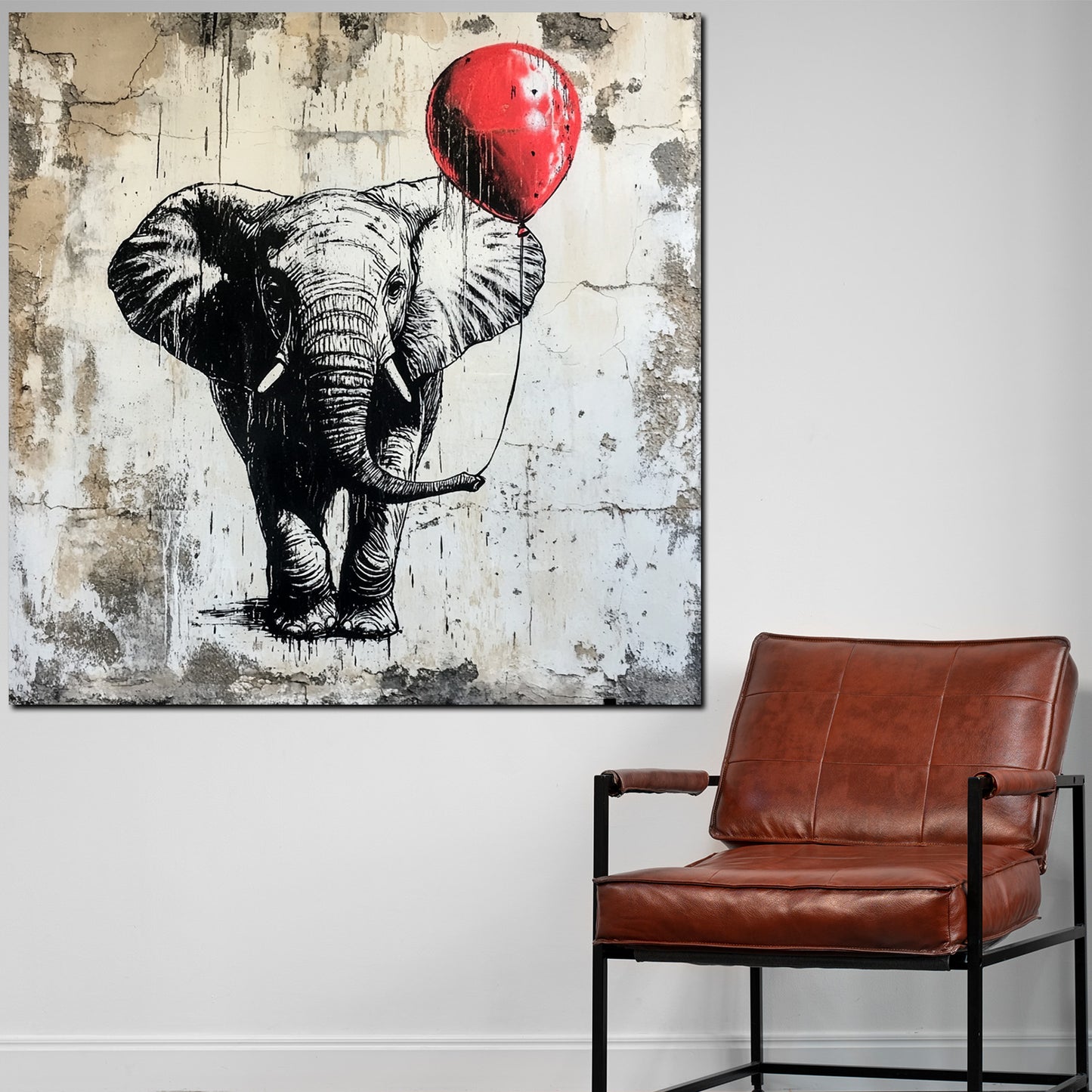 Wandbild Street Art Elefant mit Ballon modern