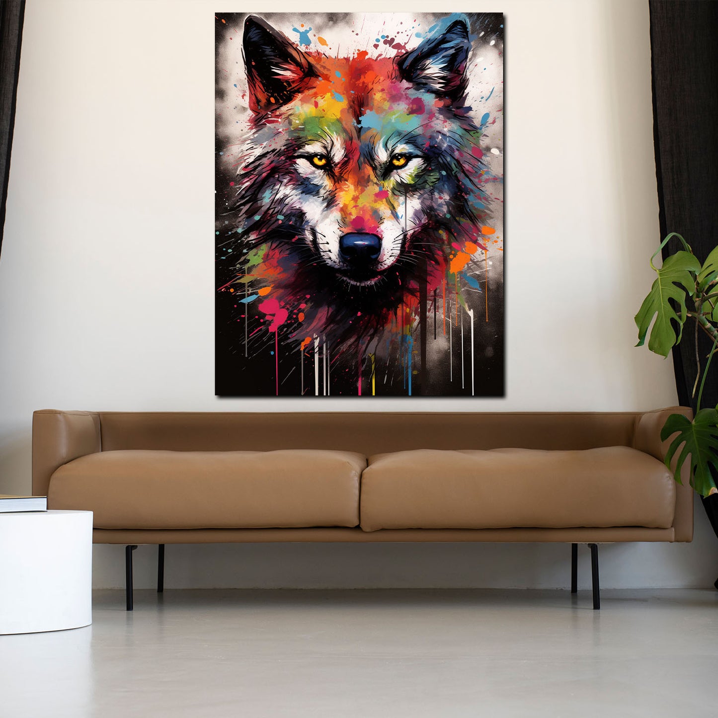 Wolf Pop Art abstrakt splatter Wandbild Kunstwerk