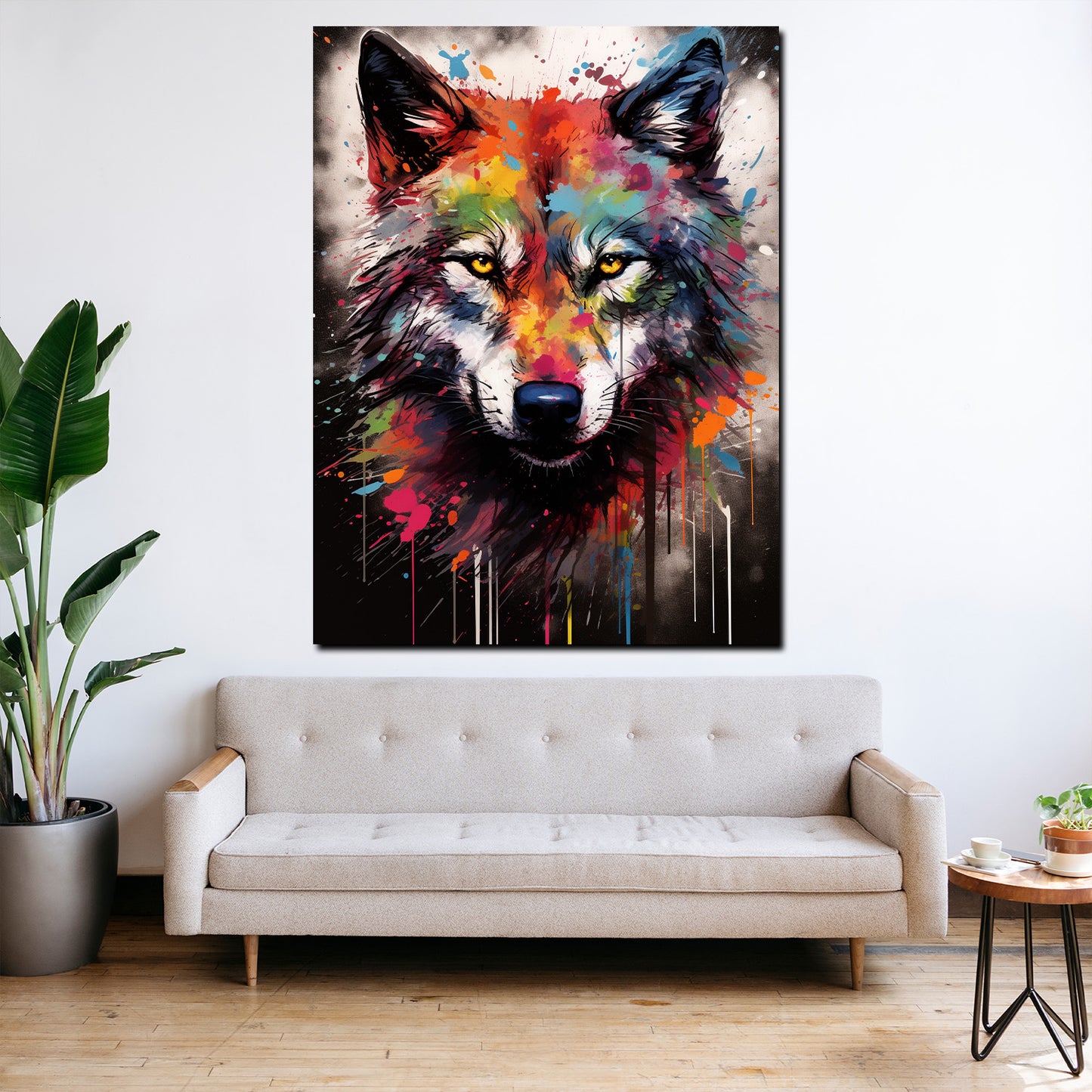 Wolf Pop Art abstrakt splatter Wandbild Kunstwerk