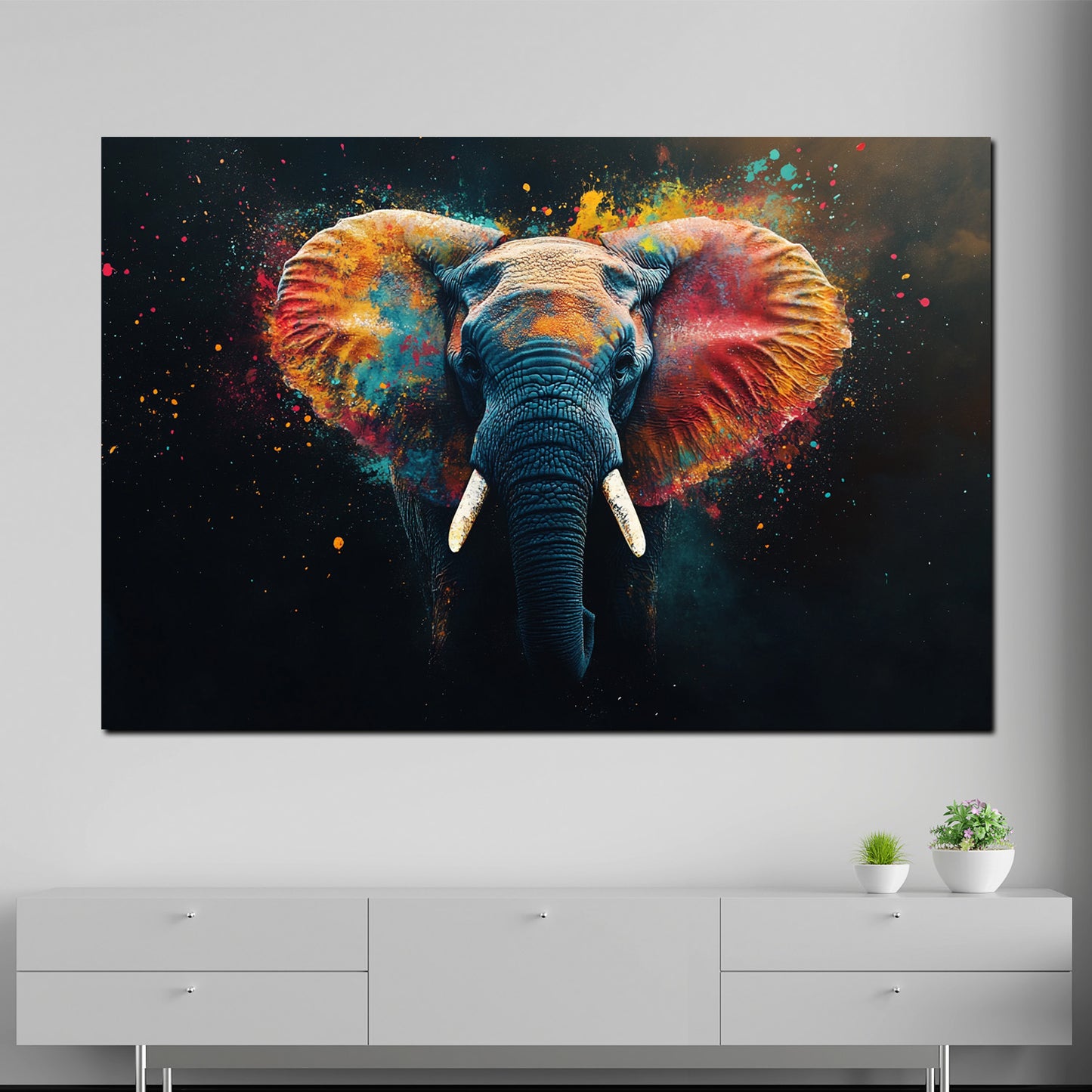 Wandbild abstrakt Elefant Pop Art Black Style