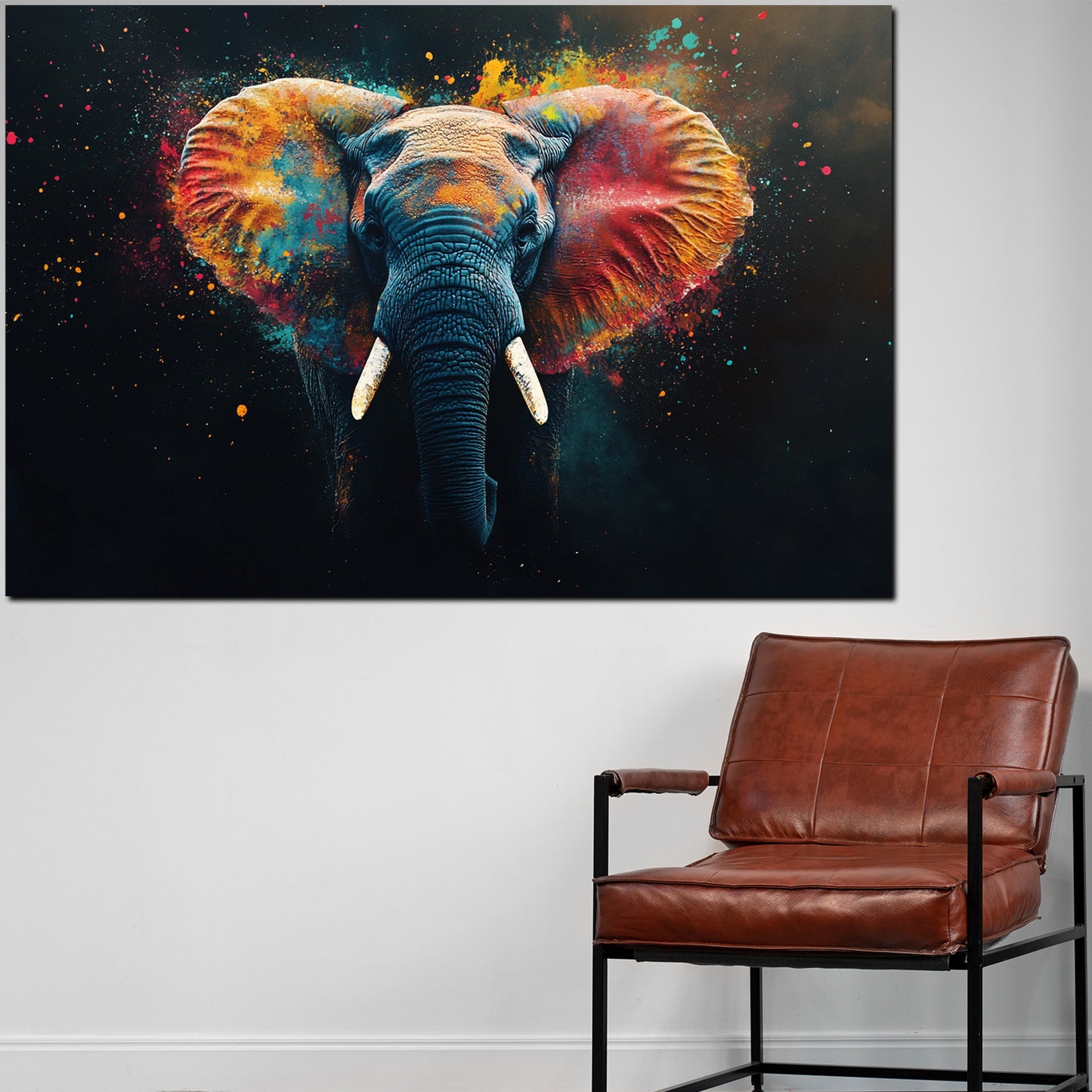 Wandbild abstrakt Elefant Pop Art Black Style