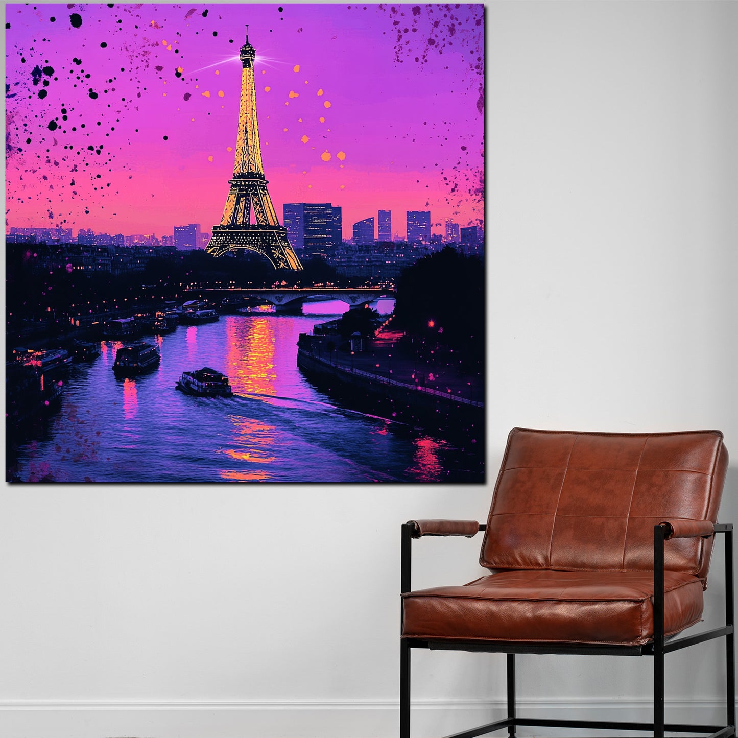 Wandbild abstrakt Paris Eiffelturm Seine Pop Art modern