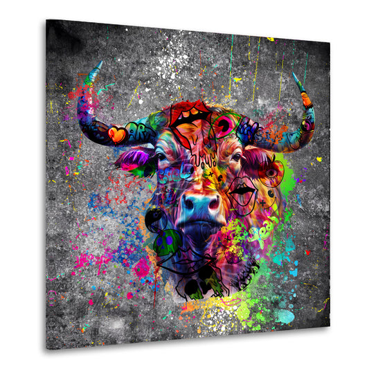 Stier Graffiti Street Art Wandbild Kunstwerk