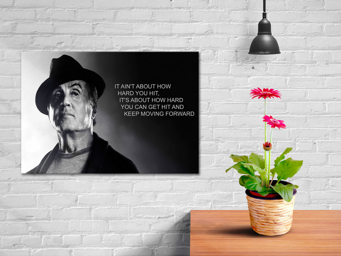 Zitat Boxer Motivation Wandbild Kunstwerk Rocky Style Hard Hit