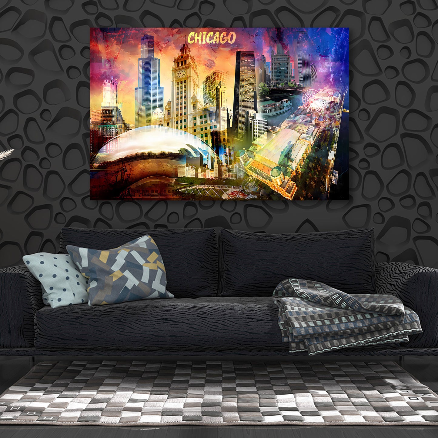 Chicago USA Pop Art Skyline Architektur Wandbild