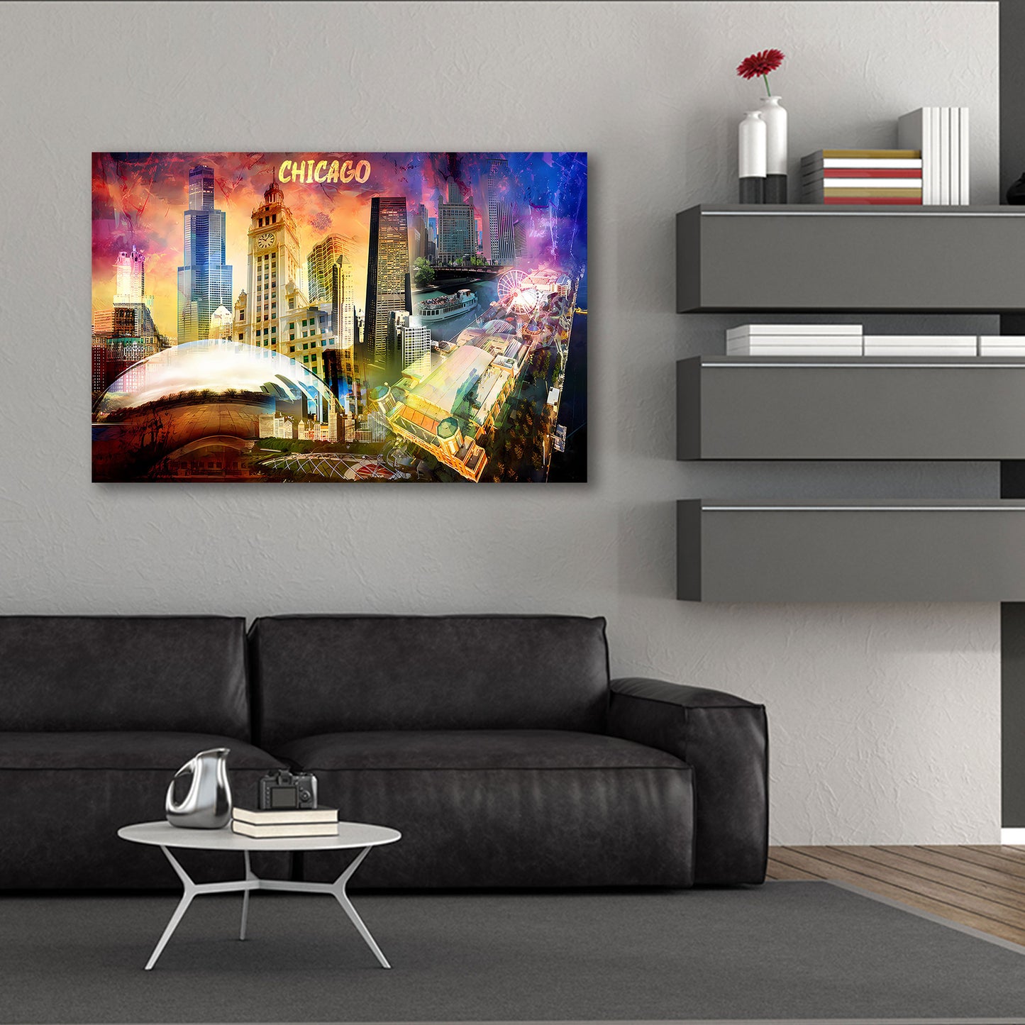 Chicago USA Pop Art Skyline Architektur Wandbild