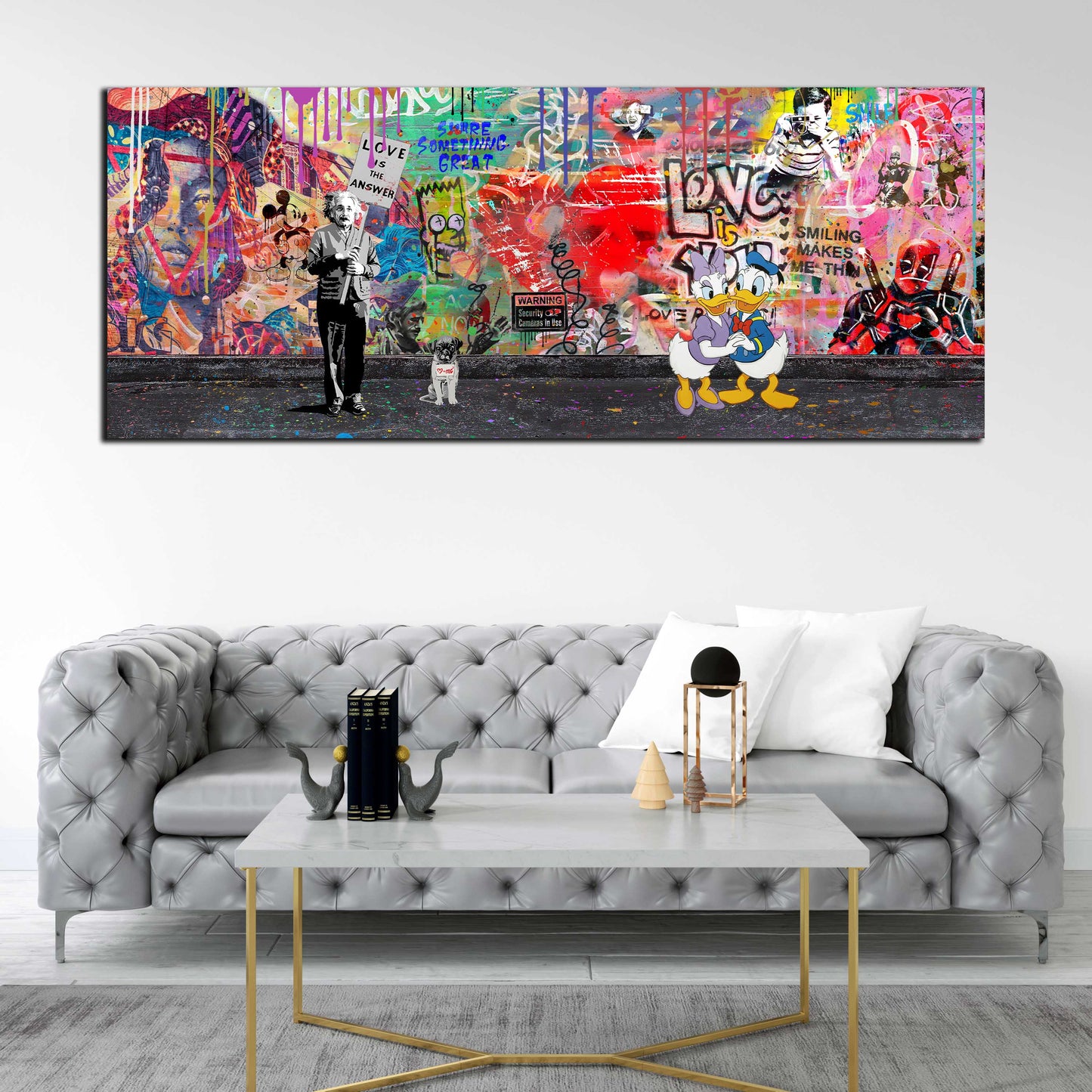 Graffiti Kunstwerk Duck & Einstein Wandbild