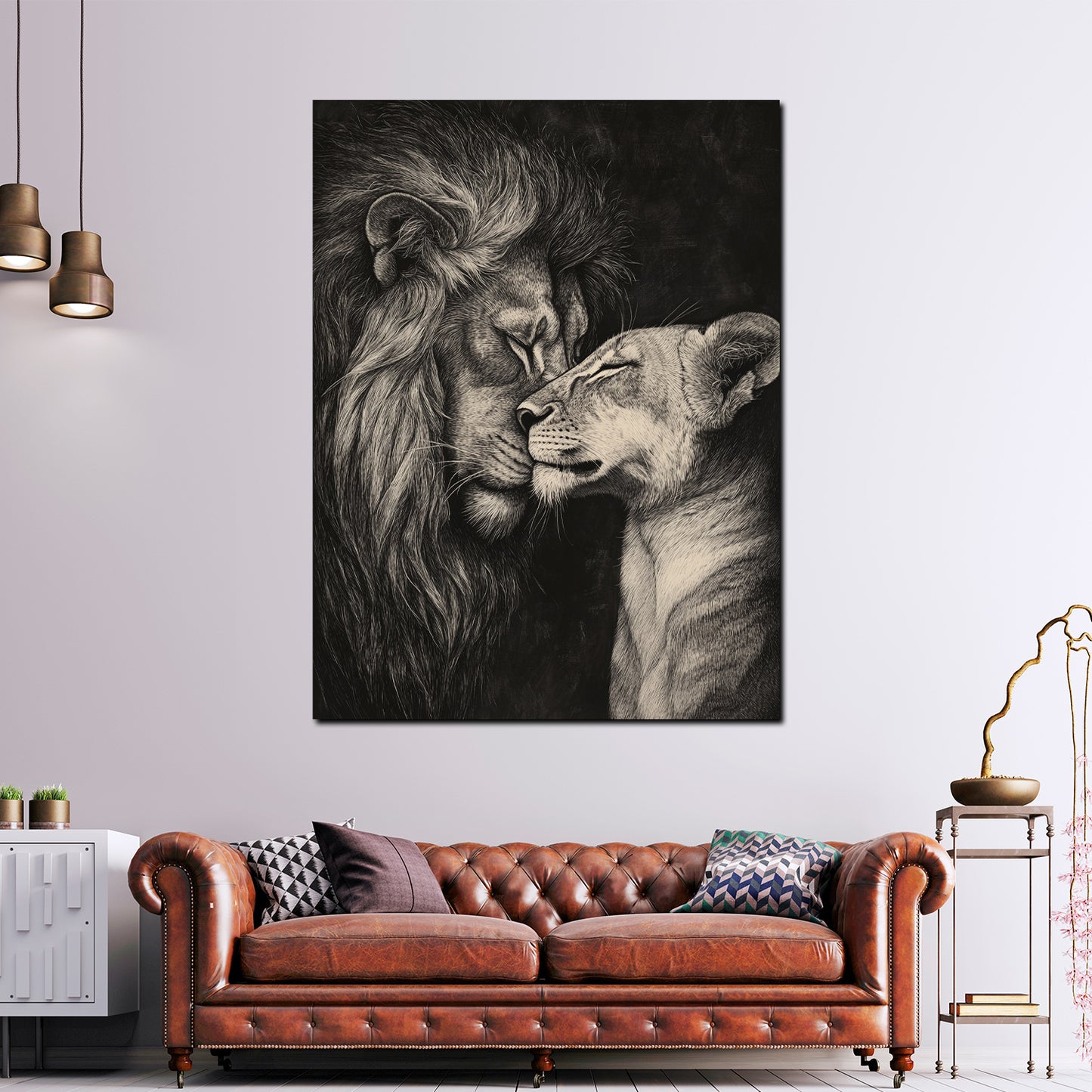 Löwen romantisches Motiv emotional Wandbild