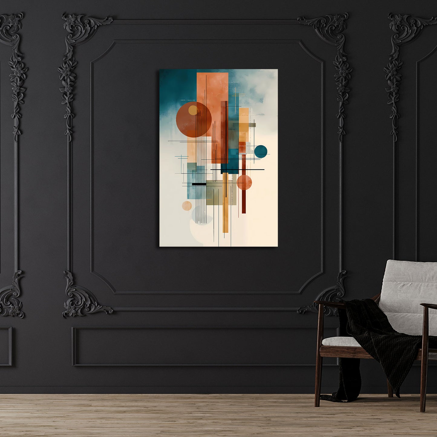 Kreise Rechtecke minimalistisch Struktur und Farbe Wandbild