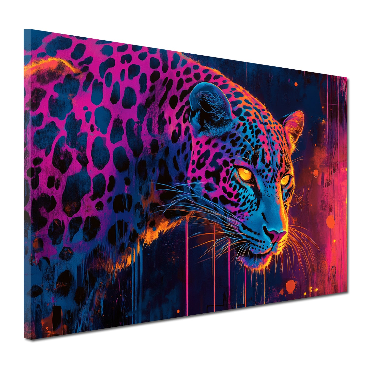 Leopard Porträt leuchtend Wandbild [Gratis-Versand] – BilderTrends24