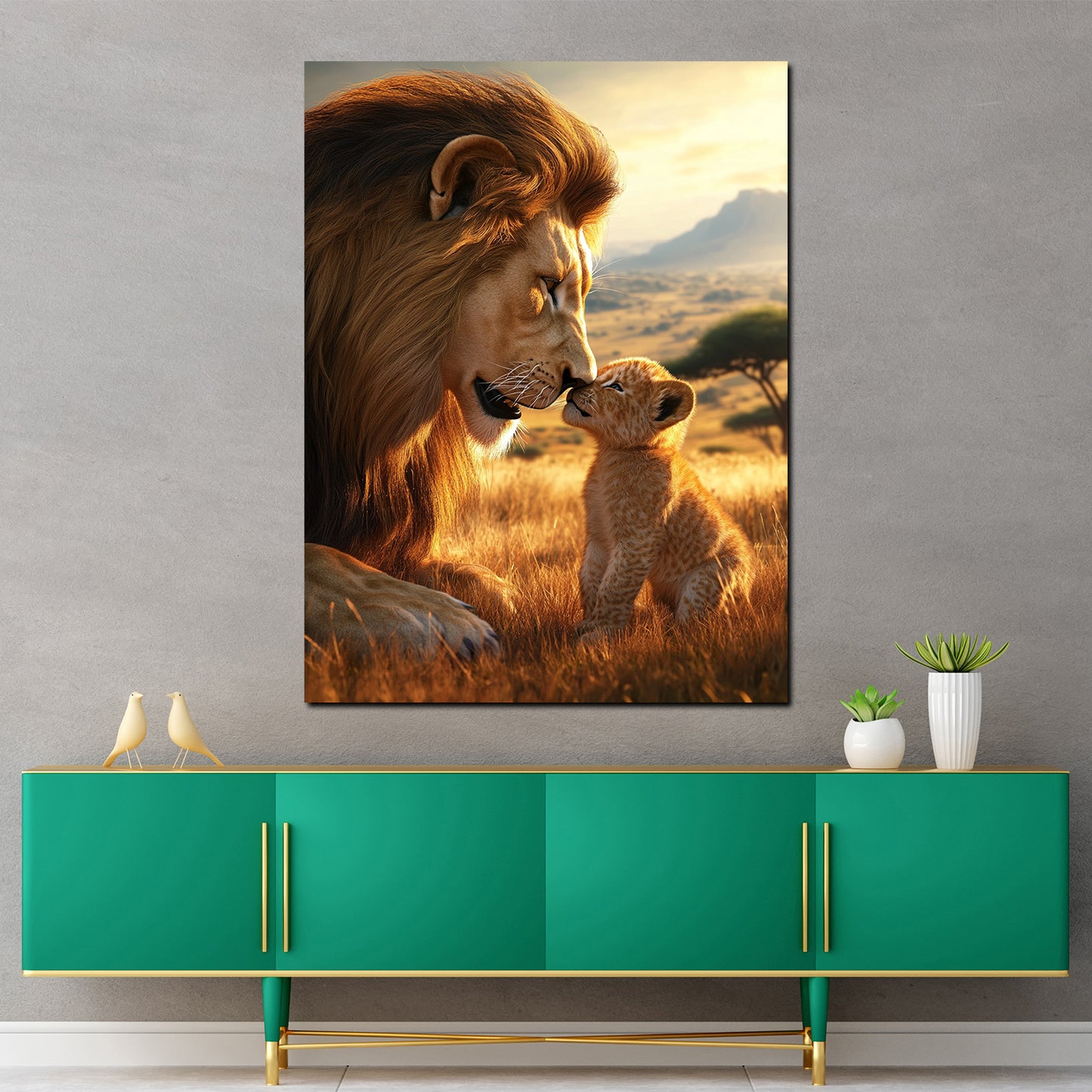 Löwenfamilie Zuneigung Afrika Tiermotiv Wandbild