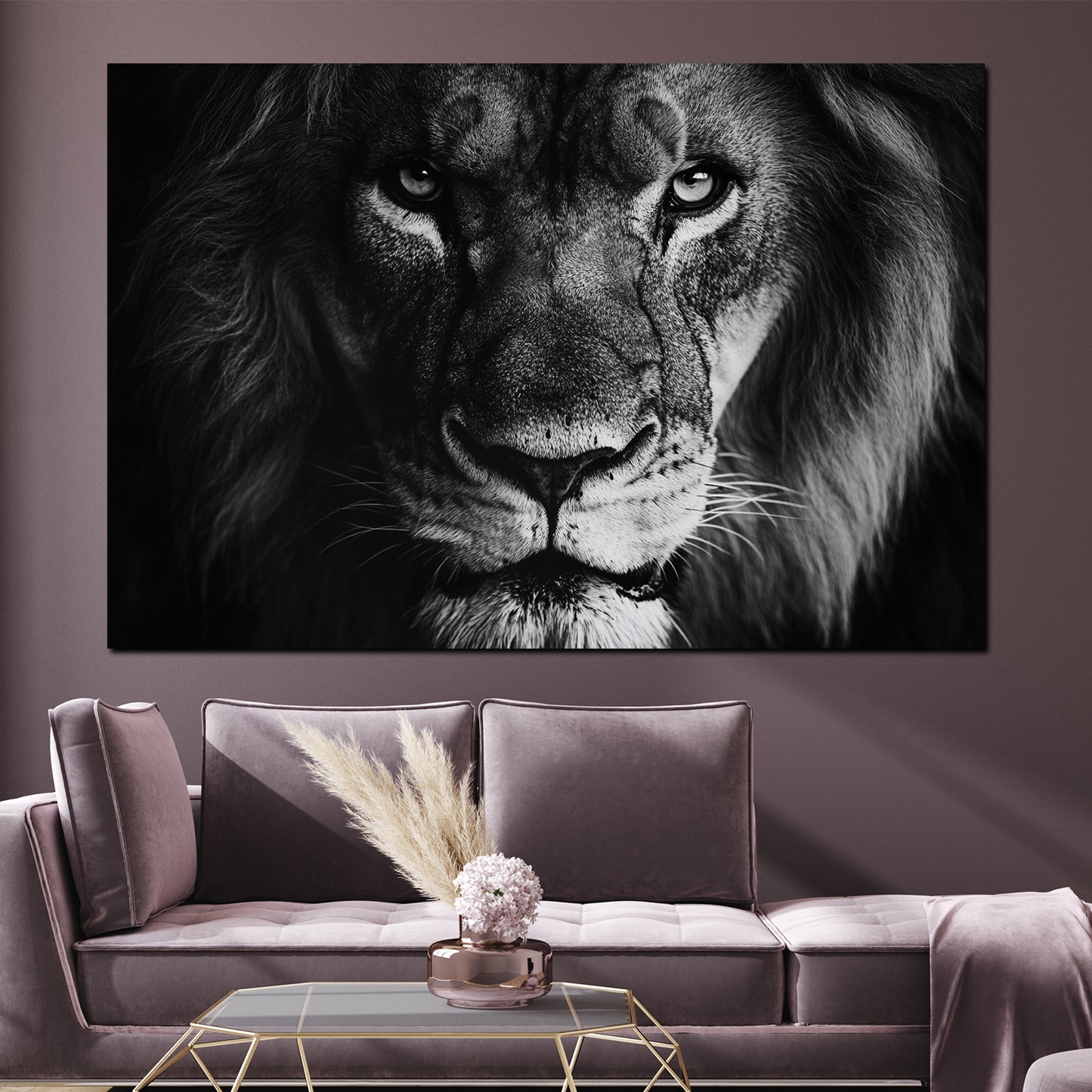 Majestätisches Tiermotiv Raubkatze schwarz weiß Wandbild