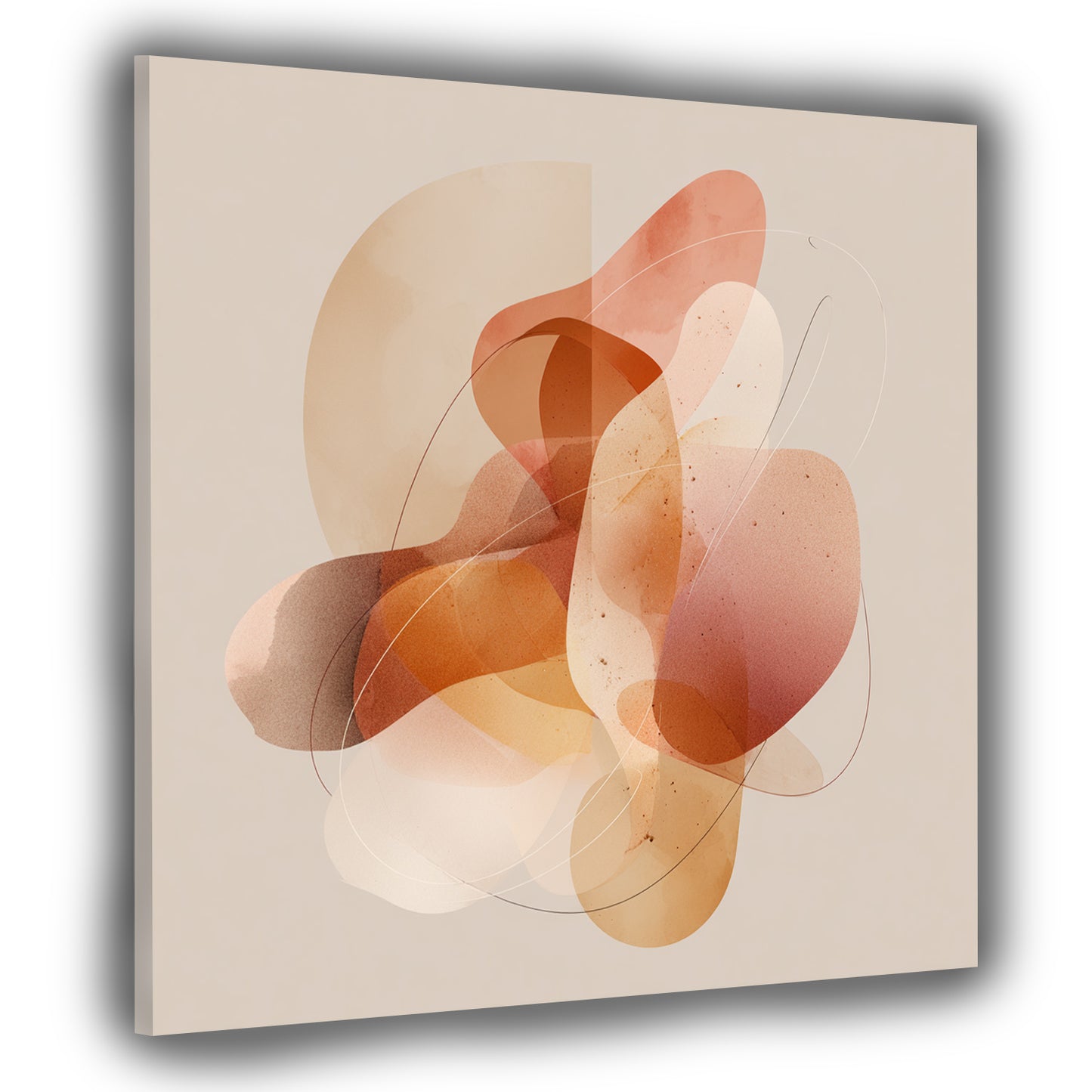Minimalistische Kunst Beige Orange Transparentlook Wandbild