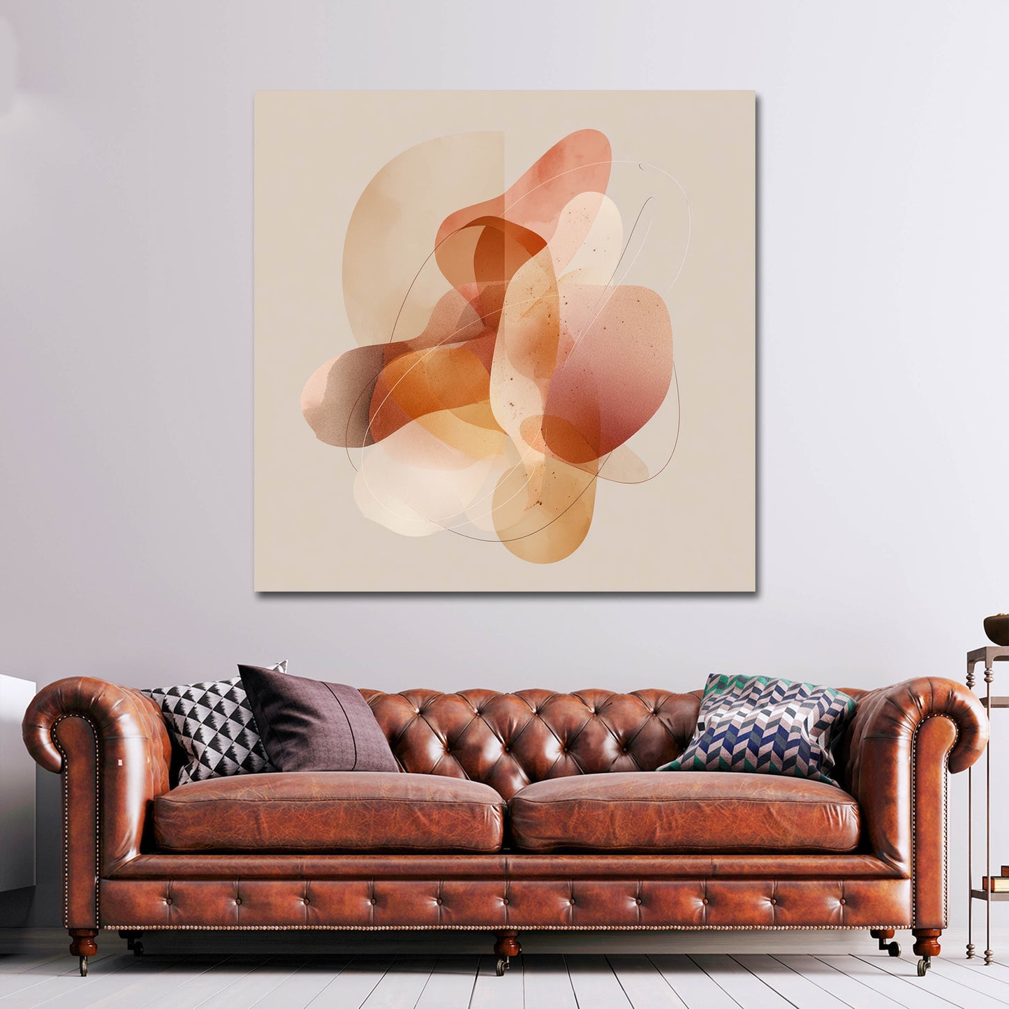 Minimalistische Kunst Beige Orange Transparentlook Wandbild