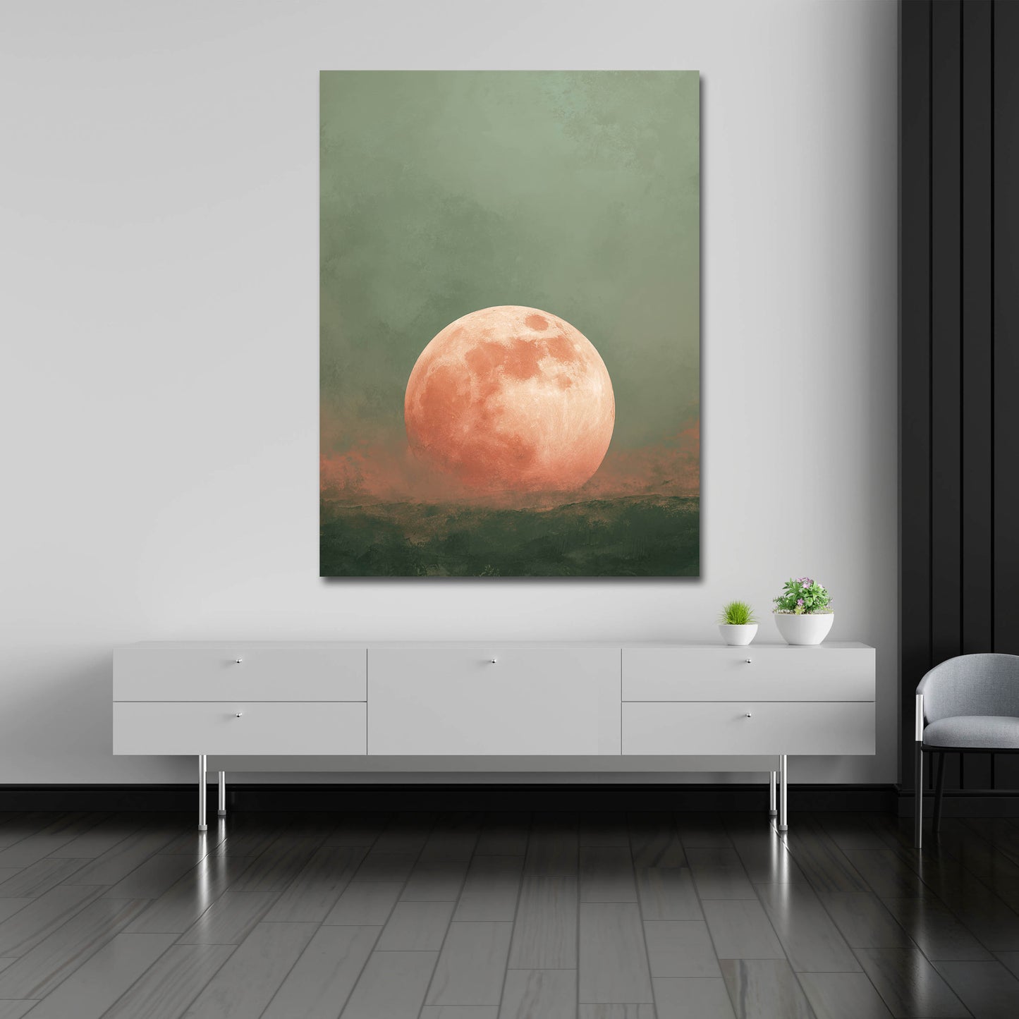 Minimalismus Mond in der Abenddämmerung Wandbild