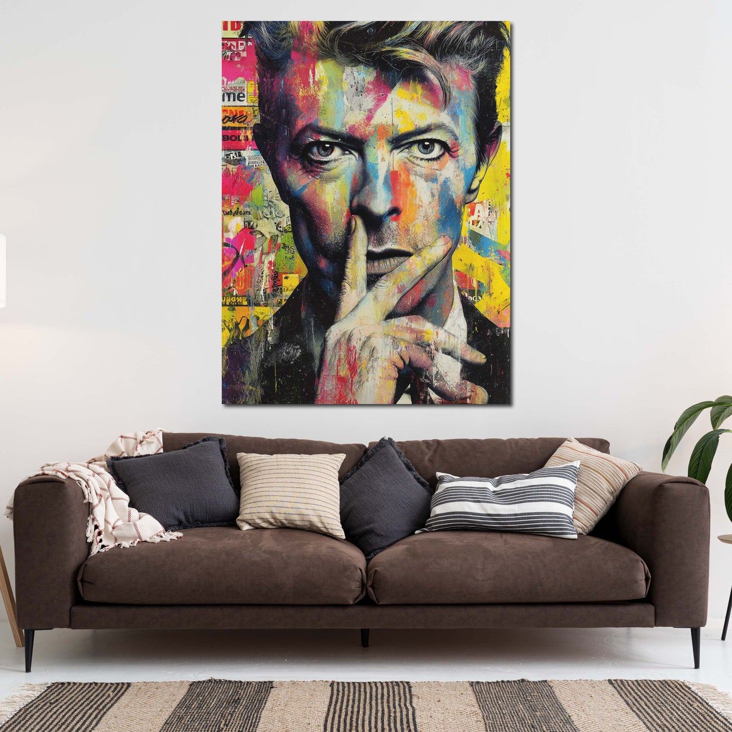 Pop Art Bowie Porträt Farbenpracht Wandbild