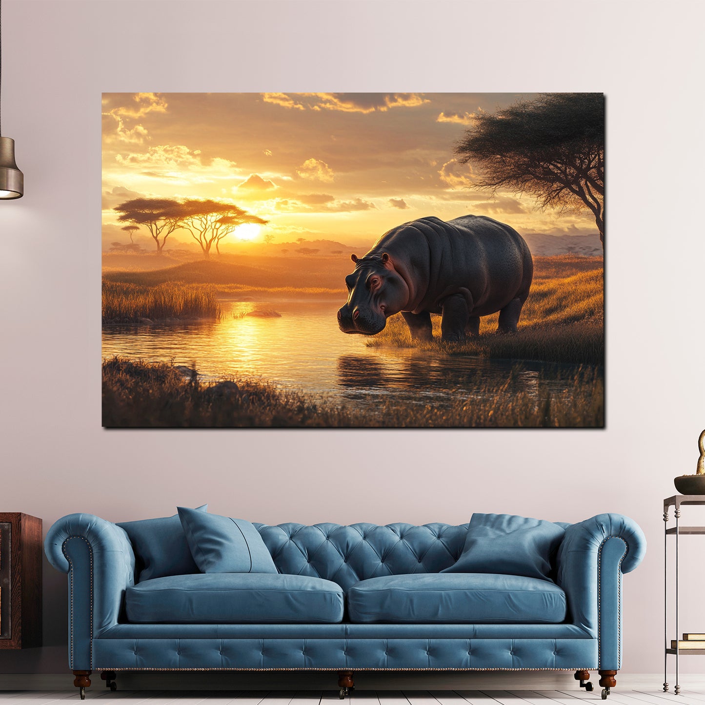 Safari Flusspferd in der Savanne Wandbild