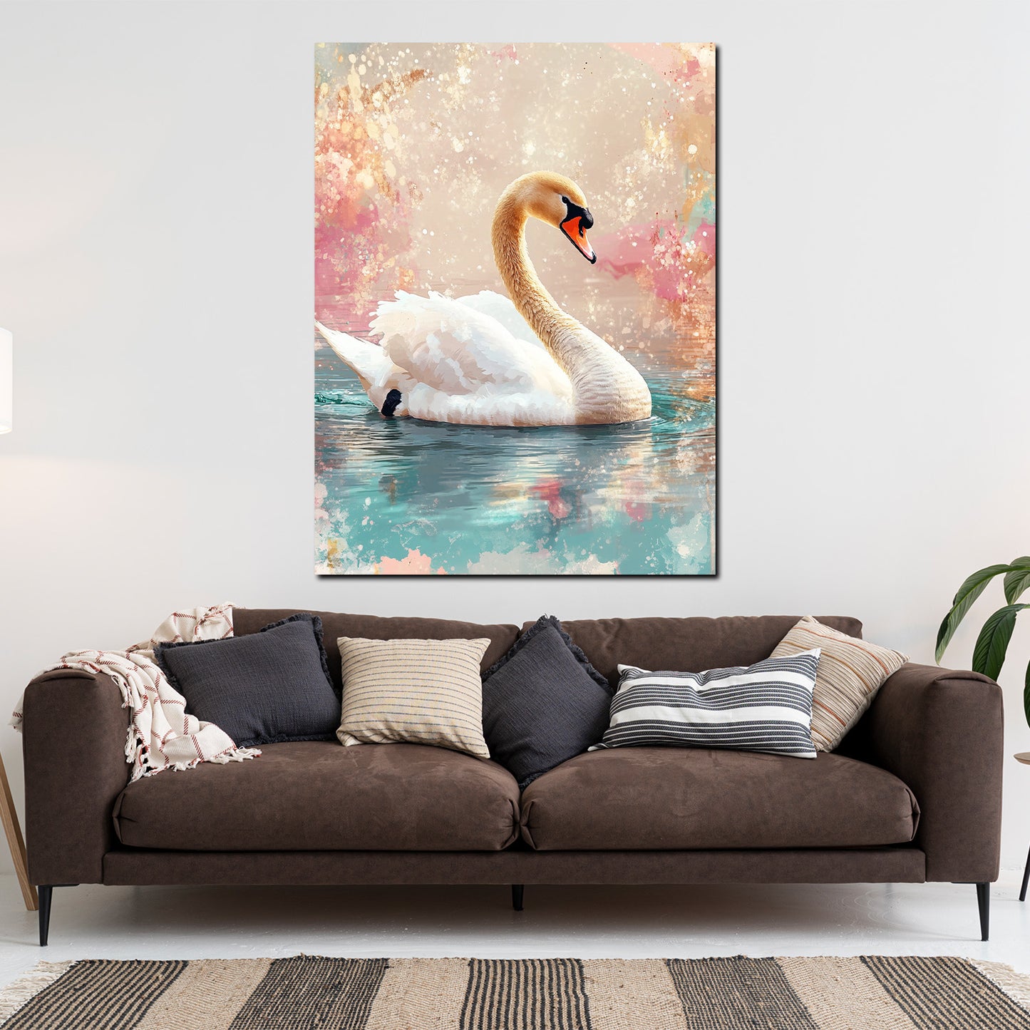 Schwan im Wasser Romantik Pastellfarben Wandbild