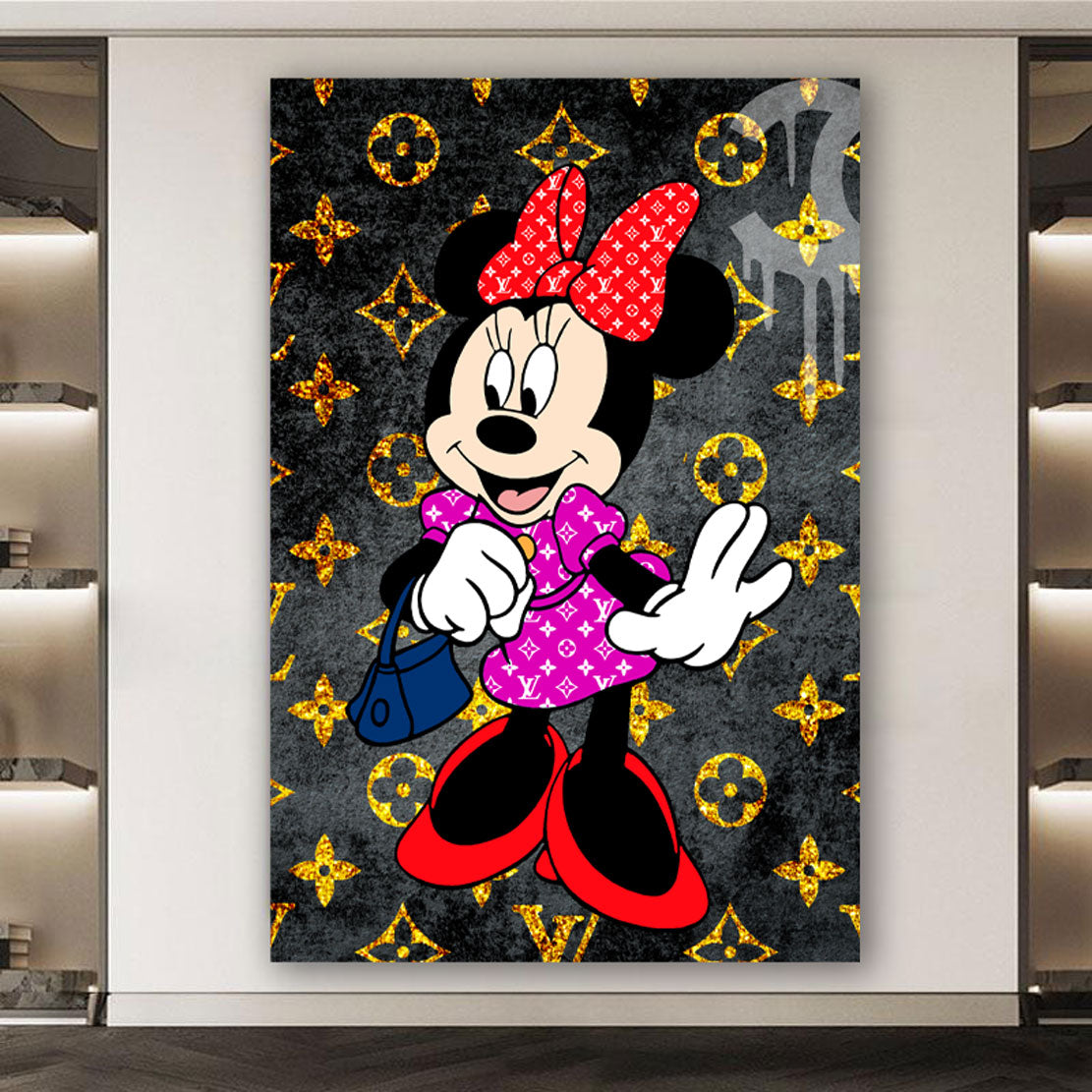 Maus Minnie Style, Pop Art Comic Wandbild Kunstwerk